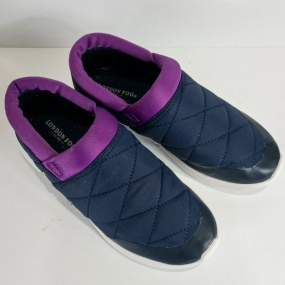 London Fog Kelsie Quilted Slip-on Sneakers Navy 6 - Picture 4 of 6
